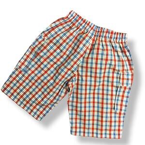 Orient Expressed Boys Shorts Size 5 Red White Blue Plaid Pull On Pockets